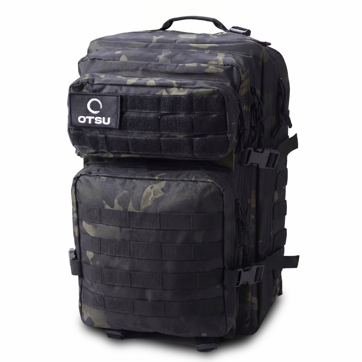 Expedition | Donkere camouflage tactische rugzak van 40 liter met patchpaneel