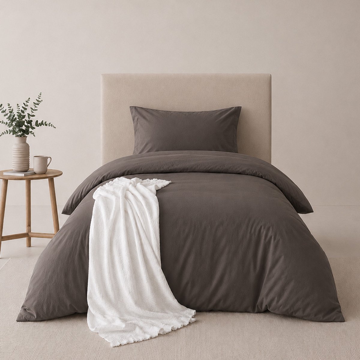 Amstelinen - Dekbedovertrek - 140 x 220 (1 Gratis Kussensloop) - Moonstone Grey - Tencel™ Sateen