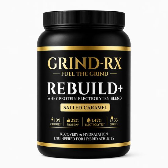 GRIND-RX REBUILD+ – Whey Protein Shake met Elektrolyten – Herstel & Hydratatie – 22g Eiwit per Portie – Salted Caramel – 1000g