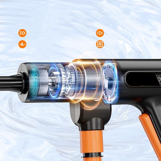 Accu - Hogedrukreiniger - Mobiele Hogedrukreiniger Met 2X 4000 mAh Accu's - Schuimsproeier - 6-In-1 Multifunctionele Sproeier En 180° Draaibare Sproeier Voor Auto's — afbeelding 2