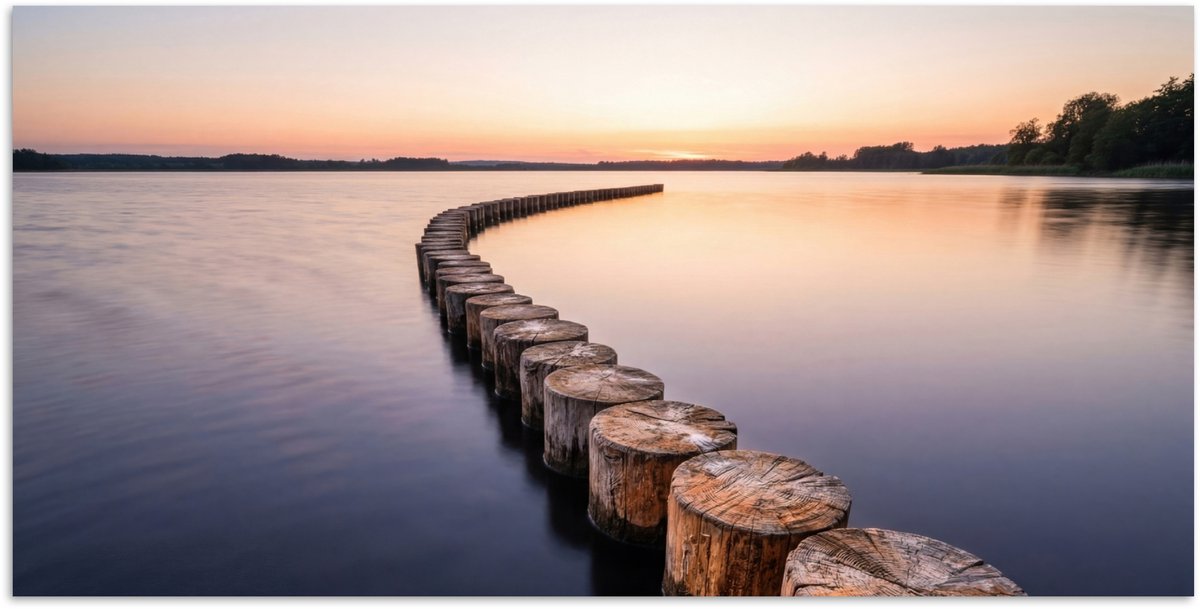 Poster 120x60 cm - Hout - Palen - Water - Posters - Kamer decoratie - Wanddecoratie woonka