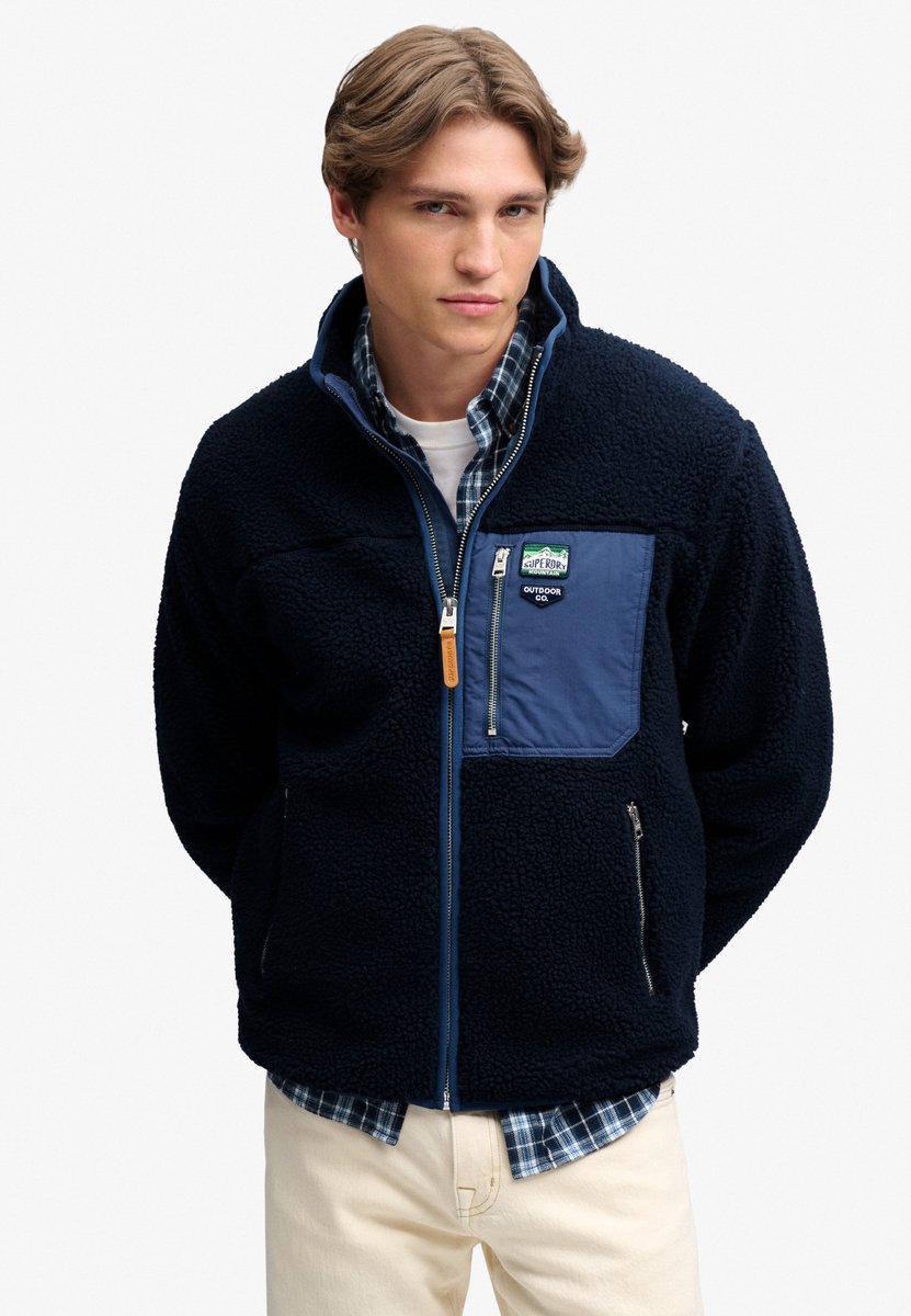 Superdry Vest Vintage Retro Full Zip Fleece M2014623a Eclipse Mannen Blauw