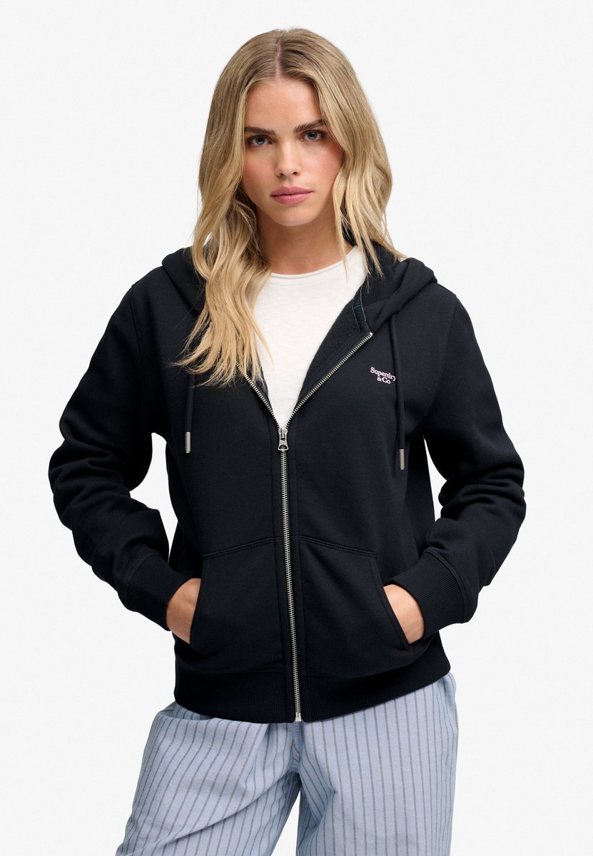 Superdry Signature Geborduurde Zip Hoodie Dames Hoodies Marineblauw