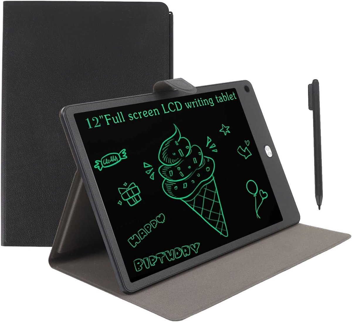 Schrijftablet Volledig Scherm - Digitale Notitieblok - Ideeën Vastleggen - Oogvriendelijk Zonder Straling - 12 Inch - Zwart