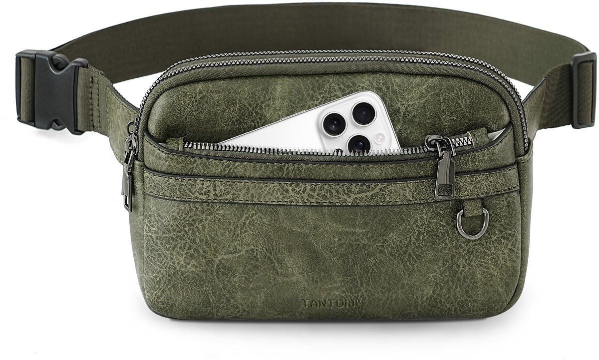TANTOMI - Dames Schoudertas - met Tweewegsrits - Elegant Heuptas - Verstelbare Bag Strap - Kleine Schoudertas - Crossbody Tas Dames - Donkergroen