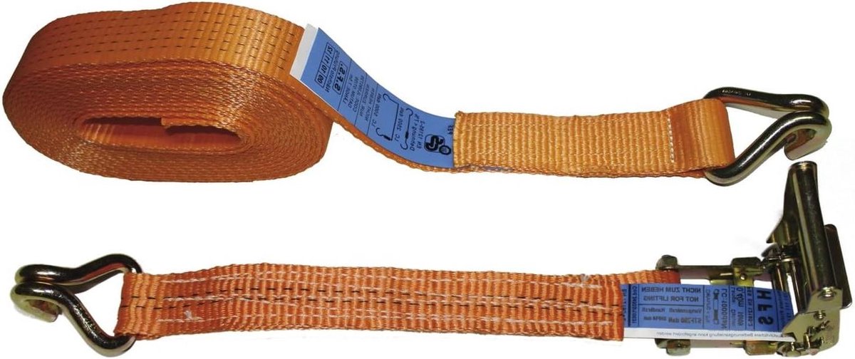Sjorriem Ratel - Spanband - Vastzetten lading - 2-delig met punthaken - 8 meter 4000 kg - Blauw