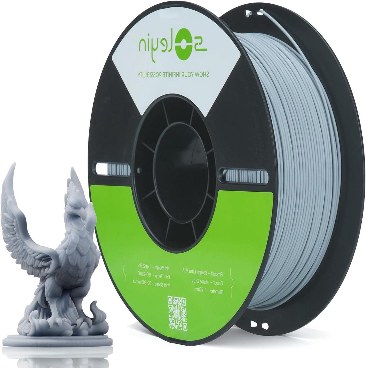 PLA Filament - 3D Print Draad - Hoge Snelheid Printen - Matte Textuur - 1.75mm 1kg - Grijs