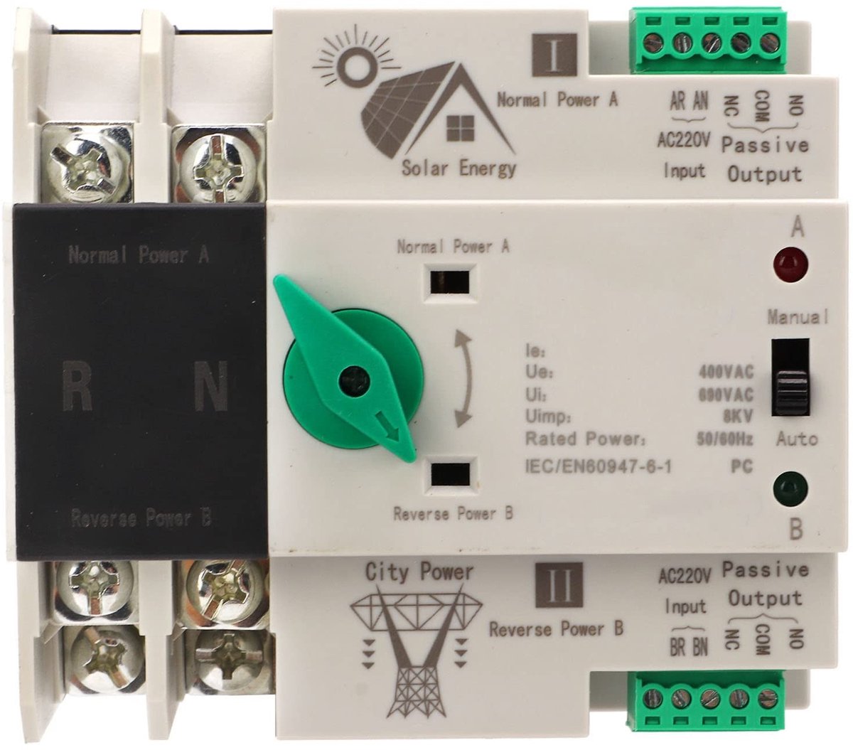 aladdien - Mini 2P Automatische Omschakelaar - Dubbele Stroomschakelaar - DIN-railtype - AC220V - Betrouwbare Omschakeling - Veilig en Efficiënt...