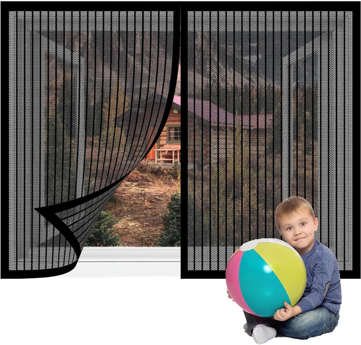 Pollenhor Voor Ramen - Insectengaas Raam - Insecten Buiten Houden - Magnetische Bevestiging Zonder Boren - 146 x 100 cm