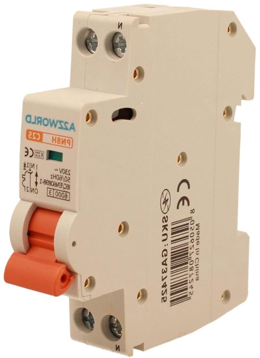 Automatische stroomonderbreker - MCB schakelaar - Circuitbescherming - Hoge kortsluitvastheid 6000 A - 1 DIN-module - Wit