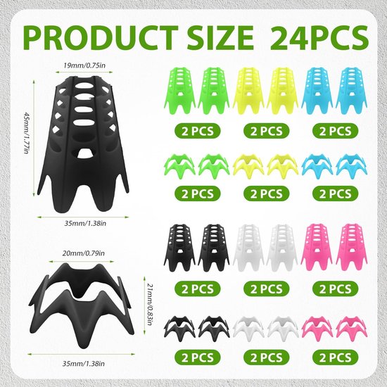24st Oefengolf Tees, 12 Hoge en 12 Kleine Plastic Golf Tees Binnen Golfmat Tees Golf Simulator Tees Golftrainingaccessoires voor Golfers Golfliefhebbers (6 Kleuren) — afbeelding 5