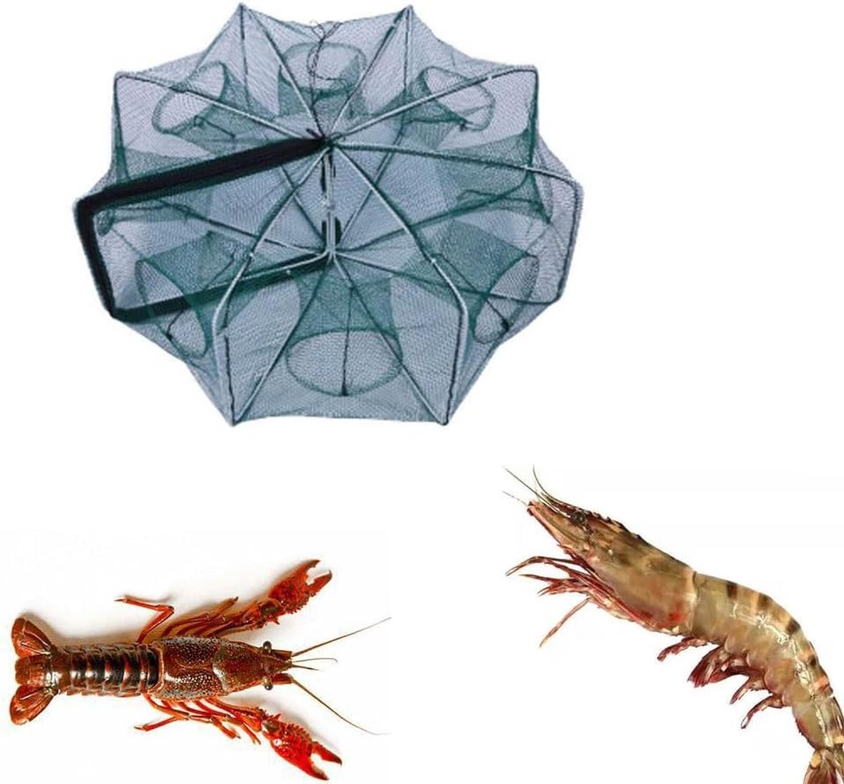 6 Holes Elk Traps - Bait Fishing - Vouwbare Werpnet en Crawfish Trap voor Vangen