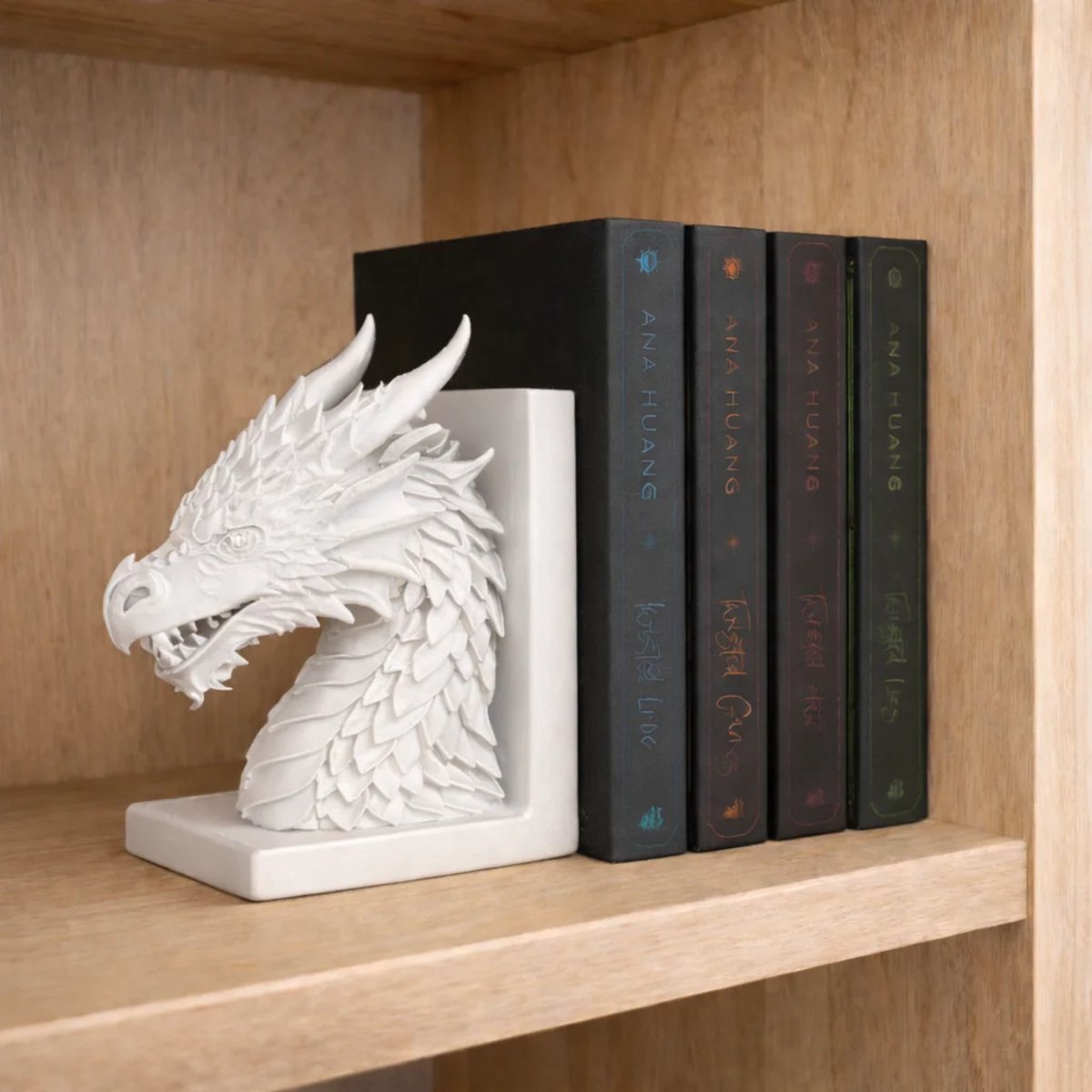 Witte Draak Boekensteun – Unieke 3D Print – Fantasy Bookend – Eyecatcher Boekenkast – 17 cm