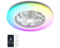 Aigostar 10DUI - Plafondventilator met verlichting - Met Afstandbediening en App - Ø 50cm - 6 standen - Plafonniere met ventilator - Wit
