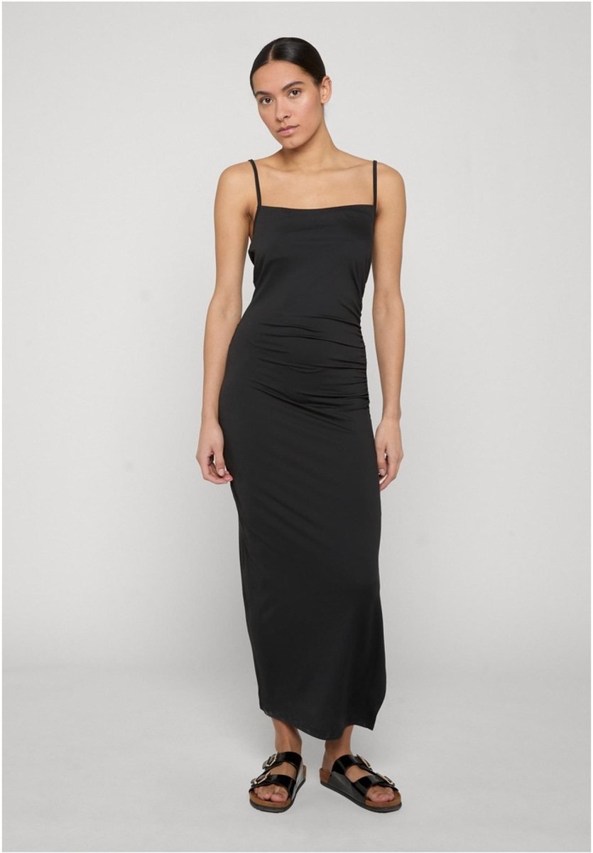 Urban Classics Ladies Long Spaghetti Jersey Dress Dames Maxi-jurk – L Zwart