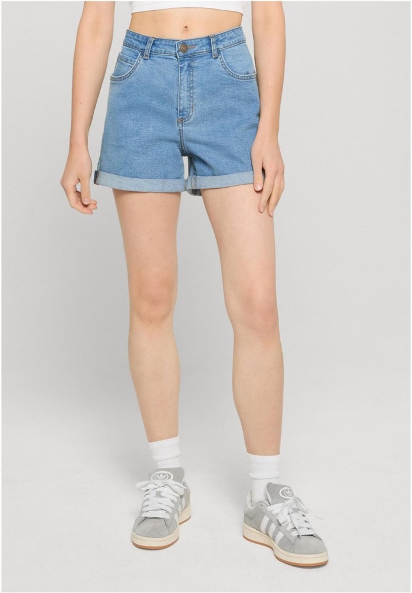 Urban Classics Ladies High Waist Shorts Dames Shorts lichtblauw 28