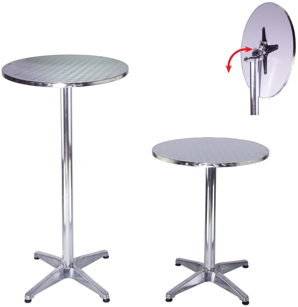 2x bartafel 2in1 aluminium in hoogte verstelbaar 70/115cm Ø60cm bistrotafel bartafel
