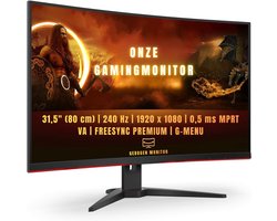 Quvo® Gaming Monitor 240hz - Gaming Monitor -Zwart -21cm x 29cm x 10cm ; 9.1kg