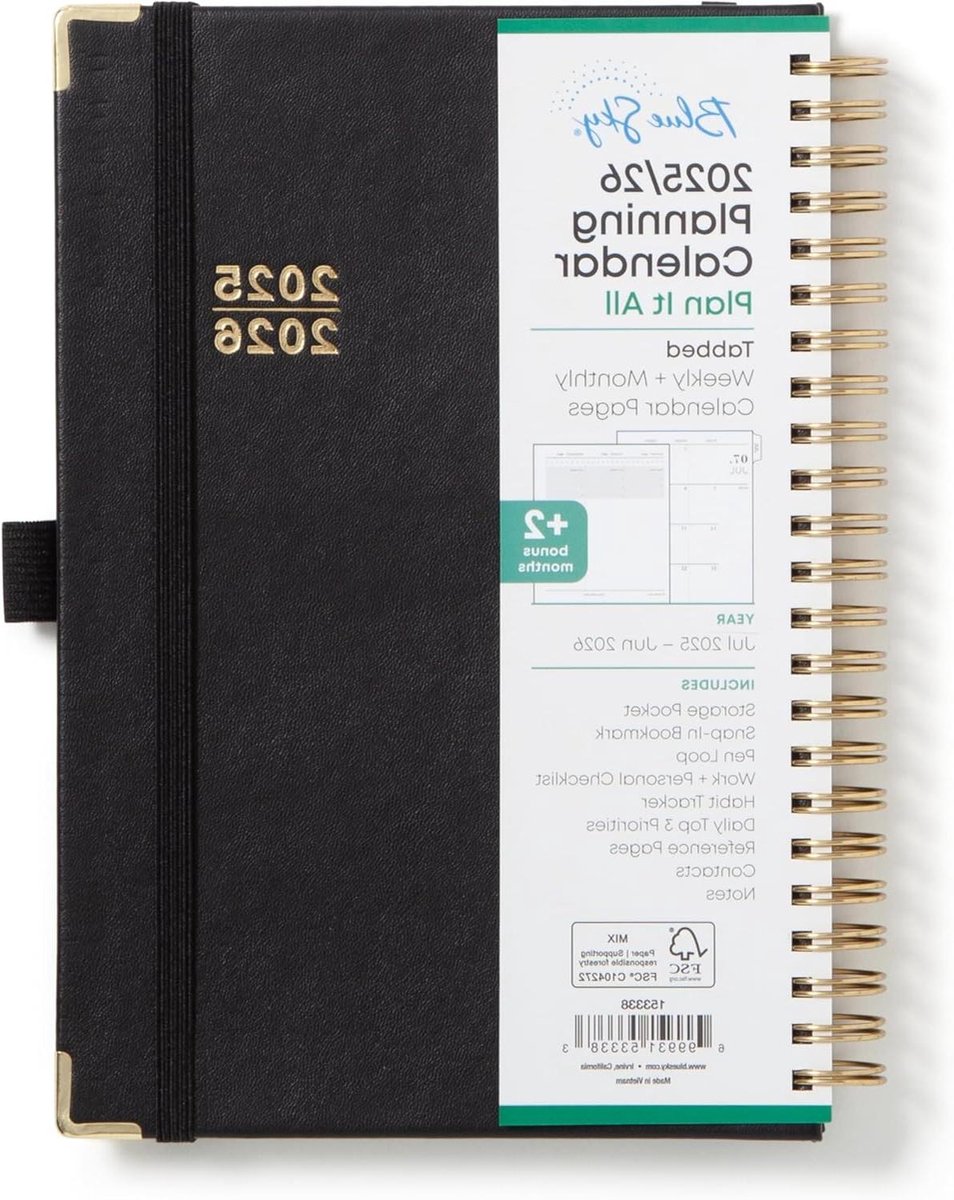 Academische Planner - Jaarplanner Agenda - Planning bijhouden - Wekelijkse maandelijkse lay-outs - 5 x 8 inch - Zwart