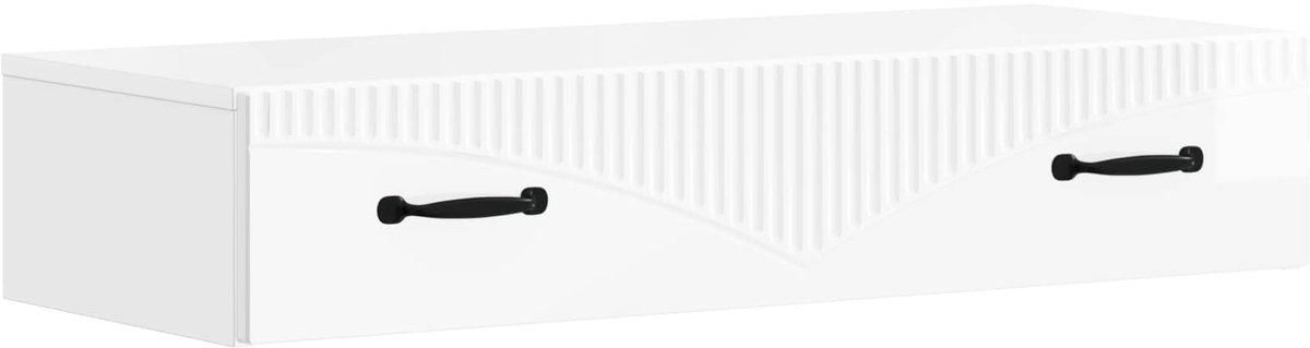 vidaXL Wandgemonteerde - Zijtafel - 87,5 - x - 34,5 - x - 17 - cm - Bewerkt - hout Hoogglans wit