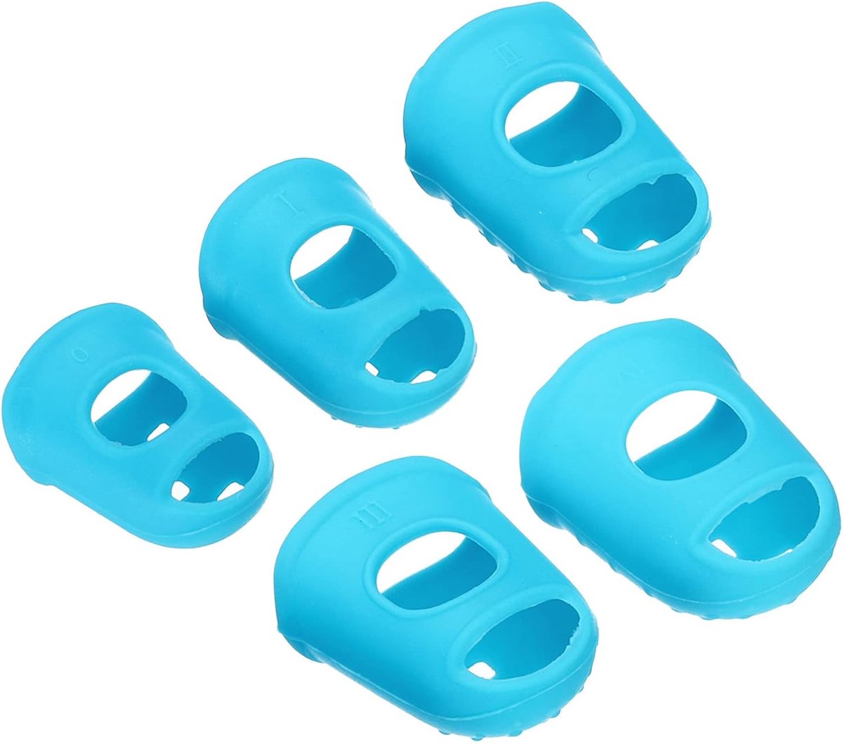 Rubber Finger Tips - 20 Pcs Silicone Thumb Fingertip Protector - Covers Pads Thimble voor Guitar Play - Office Counting - Sewing Accessoires - Sky Blue - 5 Sizes Assorted