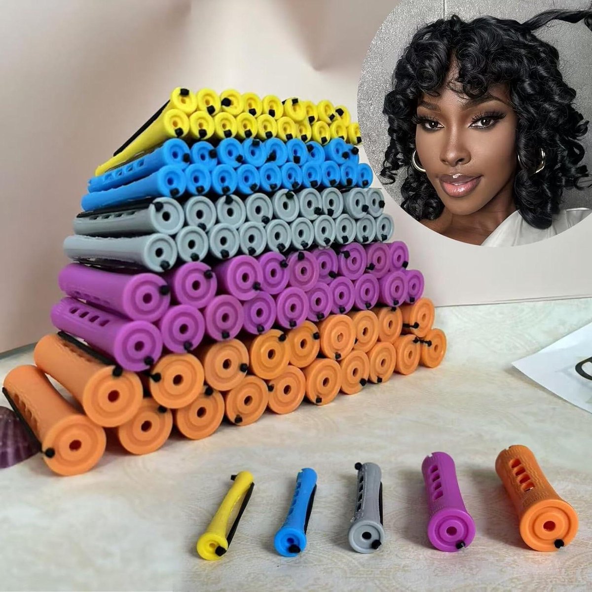 Permanent Staven Set - Haar Krulstaven - Natuurlijk Haar Krullen - Warmtevrij Styleren - 100 Stuks - Meerdere Kleuren