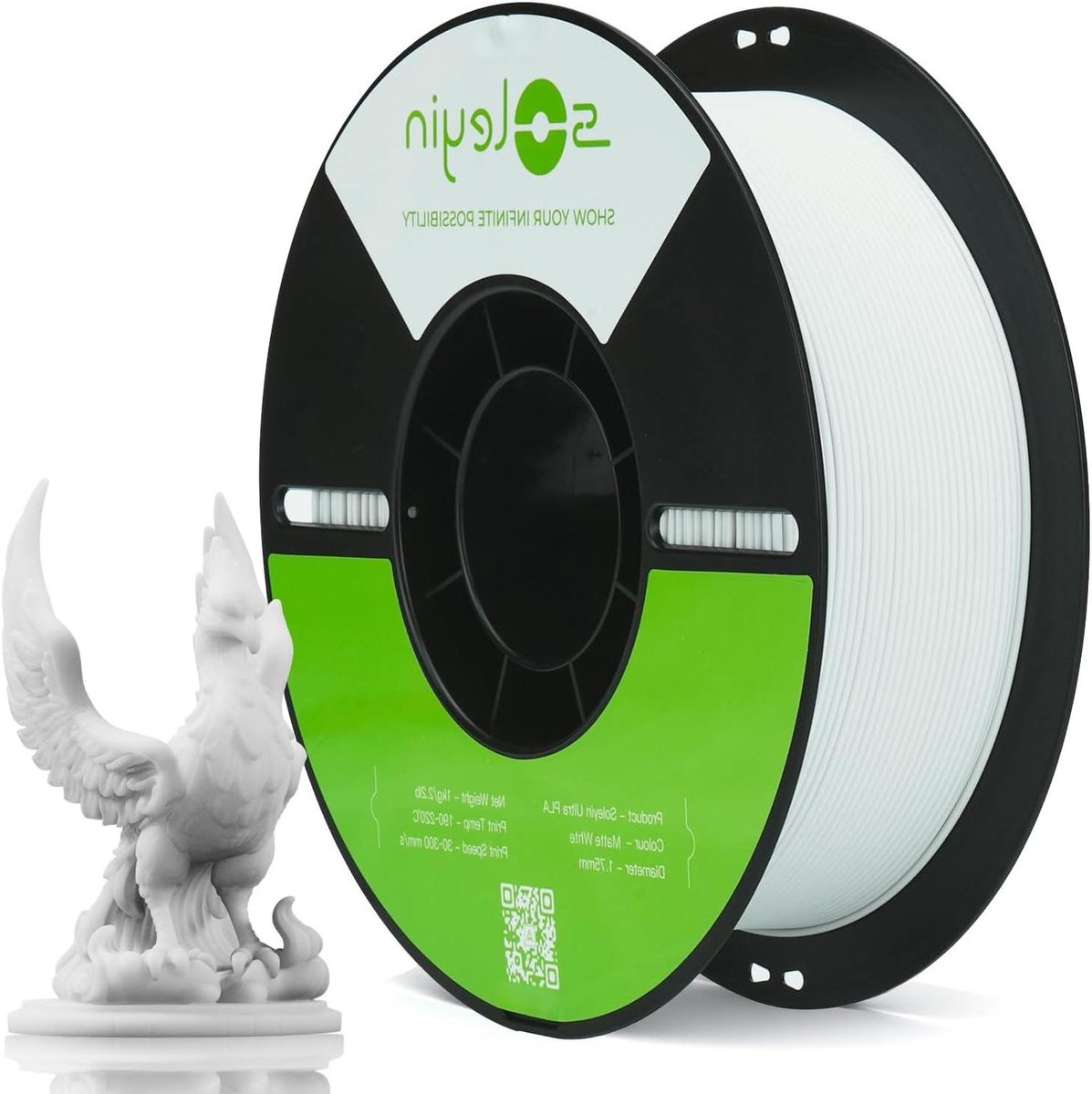 3D Printer Filament - PLA Draad - Precisie Prints - Matte Afwerking - 1.75 mm 1kg - Mat Wit