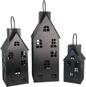 UNUS® Lampe de jardin solaire maison en métal grande 80 cm noir lampe solaire petite maison lumineuse pour l'extérieur