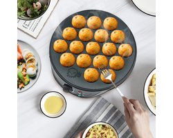 ACEP Elecktrische ontbijtmachine - 750W - Poffertjespan - Grillplaat - Takoyaki - 18 gaten - Bakplaat - Japanse grill