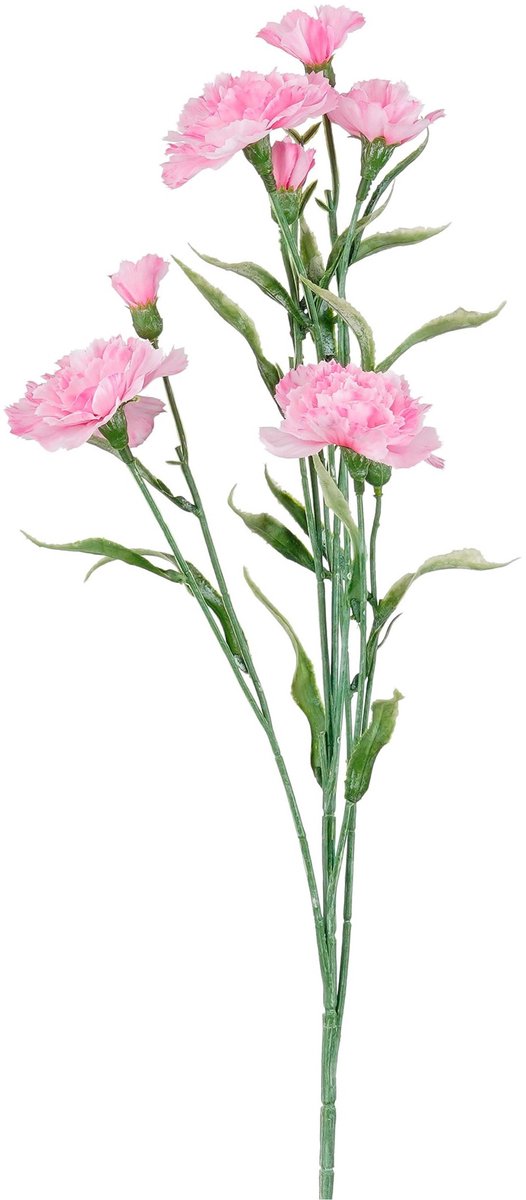 Mica Decorations Kunstbloem Anjer Floristic - H71 cm - roze - kunststof - stelen kunstbloemen - boeket - rozen bloemetjes Lichtroze