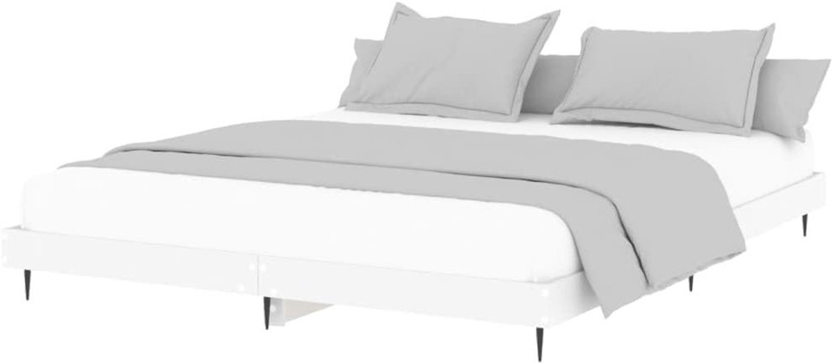 Bedframe Hout - Slaapkamer Meubel - Goede Nachtrust - Met Metalen Poten - 120x200 cm - Wit