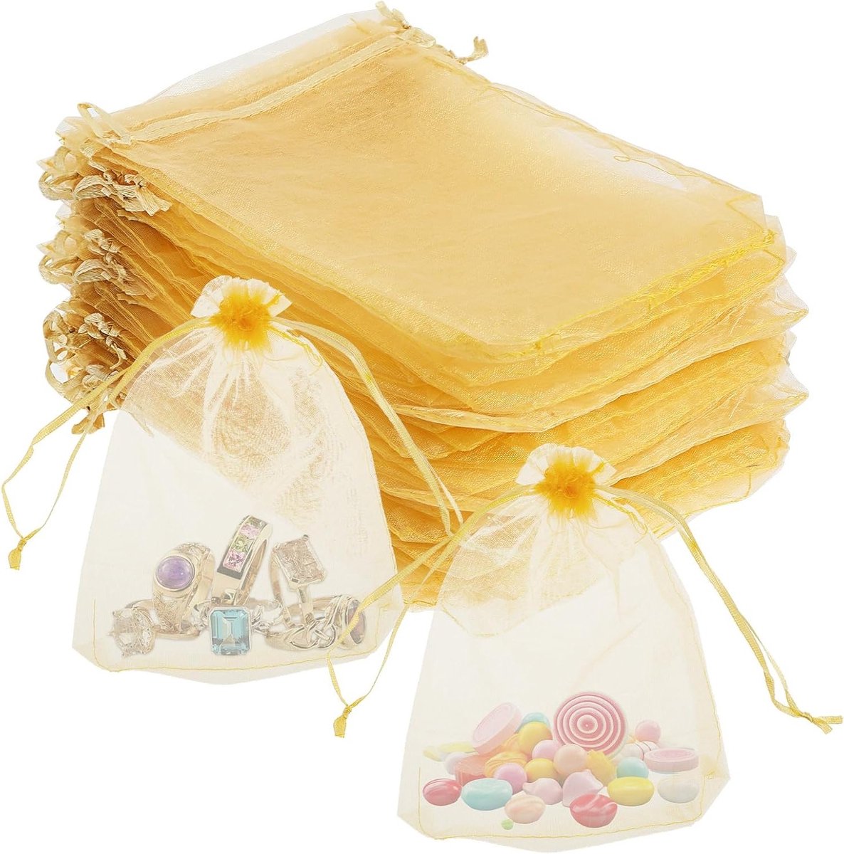 100 x 13 cm Organza Tassen met Trekkoord, Kleine Herbruikbare Tassen voor Cadeaus, Trouwen, Sieraden en Feestdecoratie