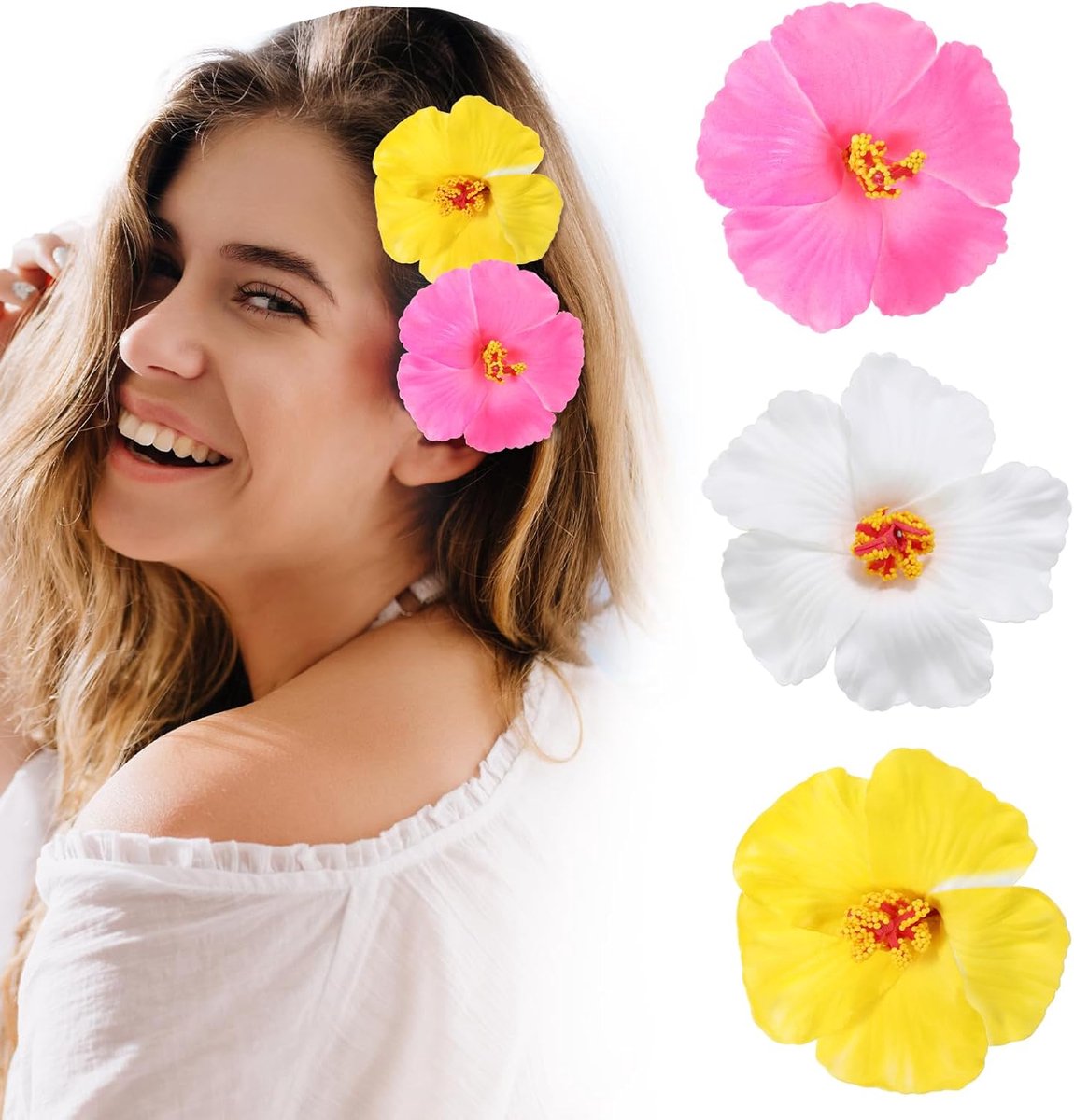 E-Ambar - Haarspelden met Hawaiiaanse Bloemen - Boho Zomer Bruiloft Accessoires