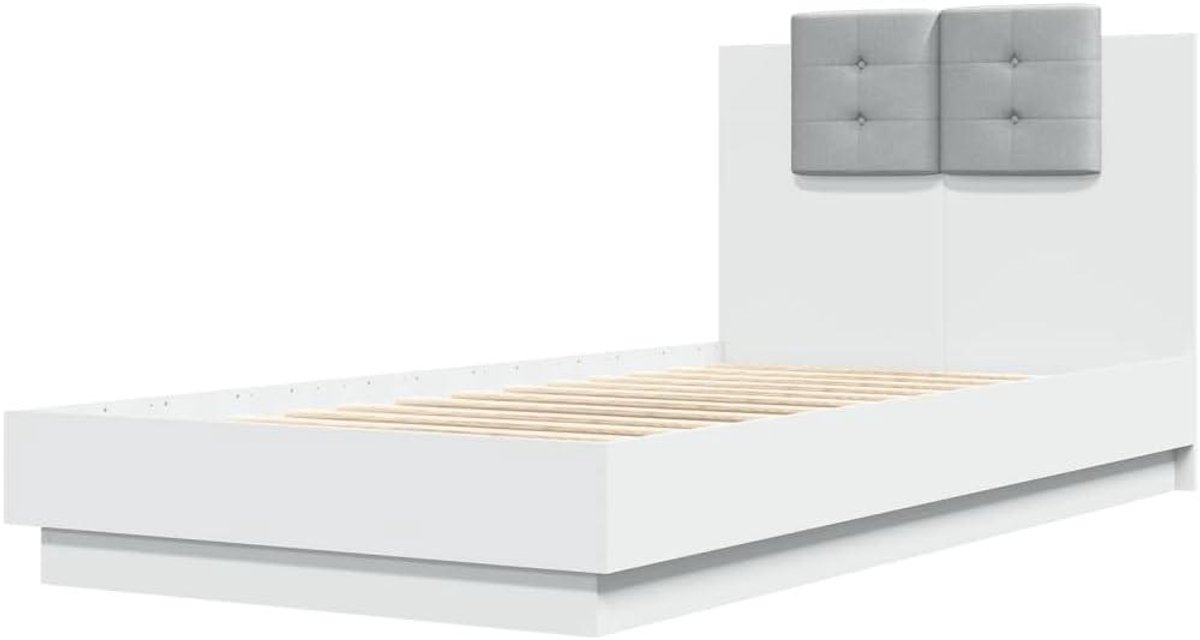 Bedframe met hoofdbord - Eenpersoonsbed frame - Ontspannen slapen - Met RGB LED-verlichting - 90x190 cm - Wit