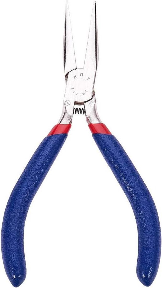 Platte neus tang - Sieraden buigen - Sieraden maken - Ergonomisch handvat - 13 cm lang - Blauw/rood