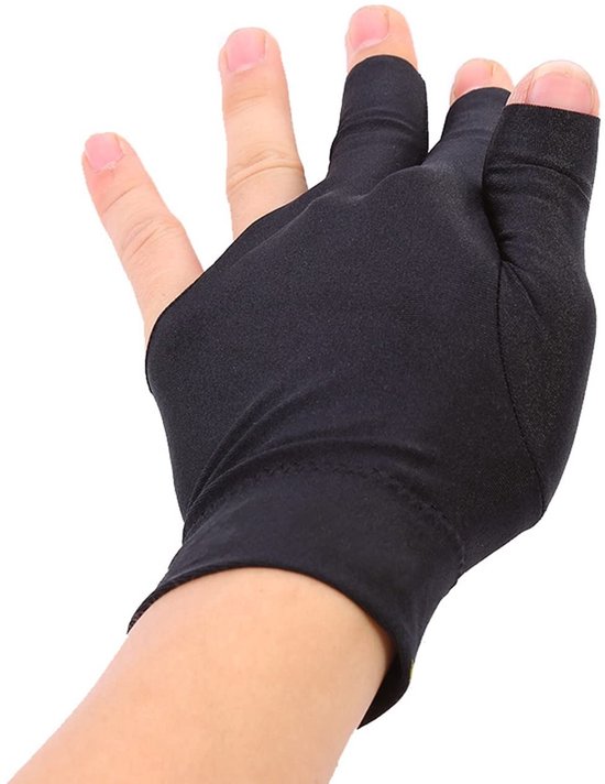 Golden crown - Snooker Biljart Drievingerhandschoen - Linkerhand - Soepelere Slag - Open Spandex - Pool Keu Handschoen Accessoire - Geschikt voor Snoo — afbeelding 5