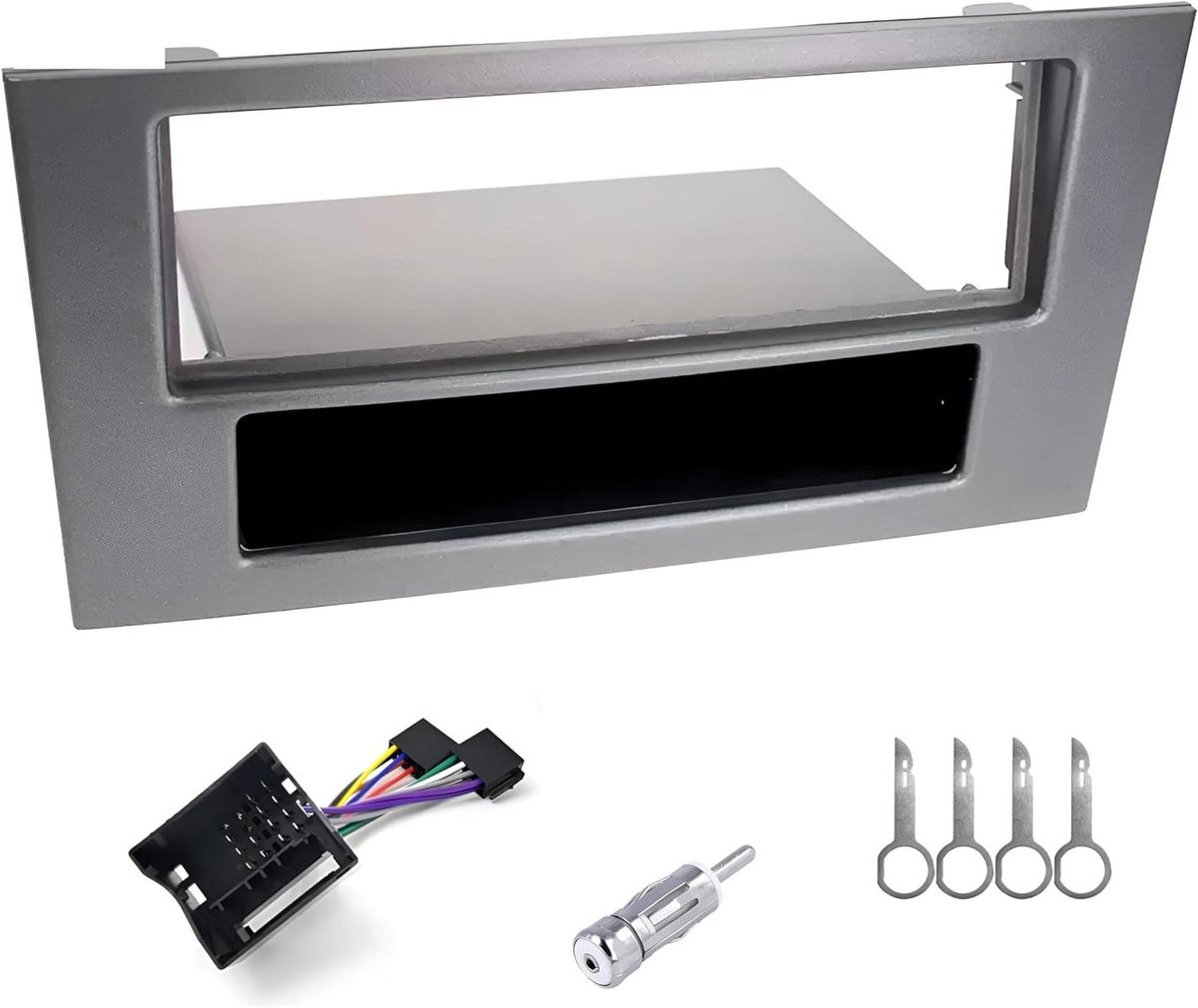 Autoradio Inbouwframe - Radio Paneel - Auto Radio Vervangen - Compleet met Adapters - 1 DIN - Zwart