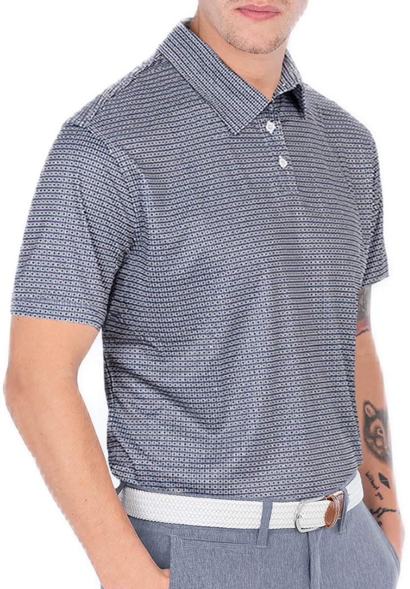 Func Factory mannen Polo Cube donkerblauw/wit maat L