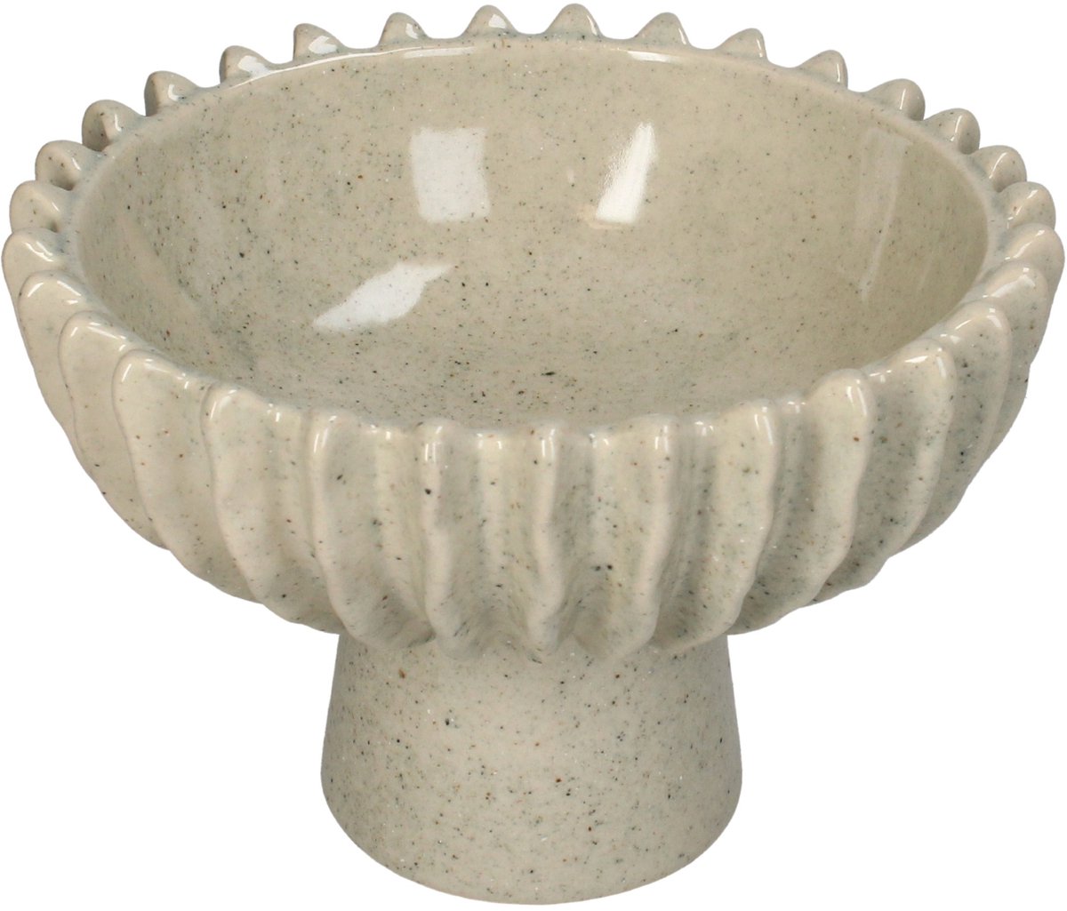 HD Collection Schaal Seff - Keramiek - Beige/Creme - 21 x 14 x 21 cm (BxHxD)