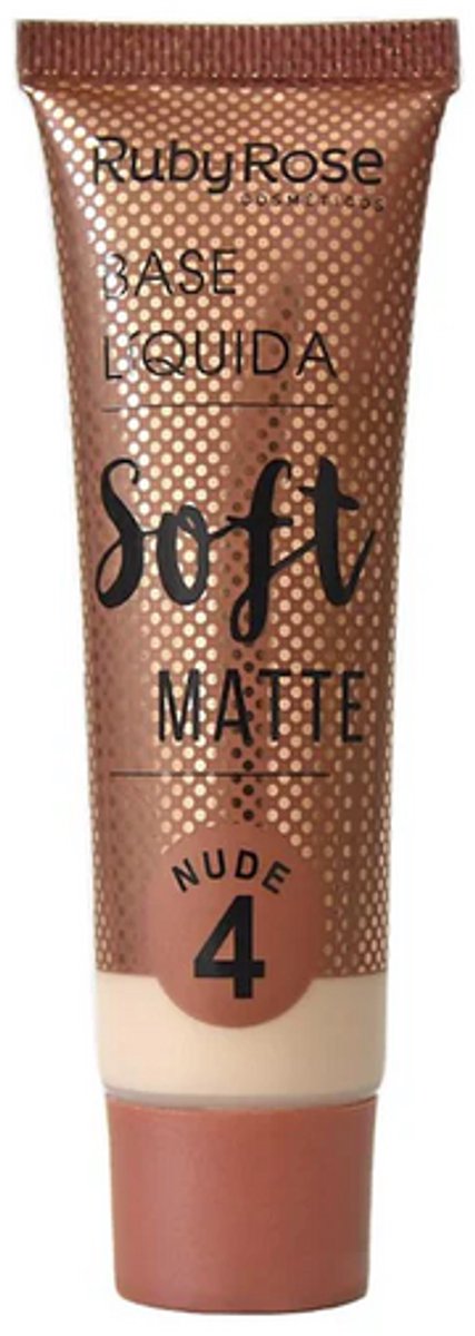 Ruby Rose - Soft Matte - Nude 4 - Foundation - Creamy Shell - Light/Medium Skin with a soft Rosy Glow - 29 ml