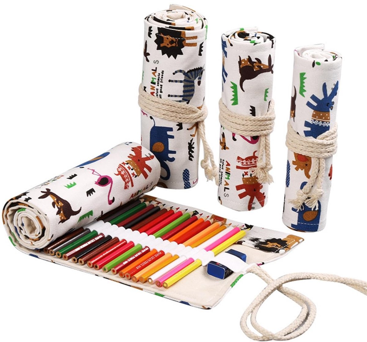 SPHProducts - 72-Hole Canvas Pencil Case - Roll-up etui - Perfect voor reis - Effen kleur - Geschikt voor tekenen en schrijven - Lichtgewicht en wasba