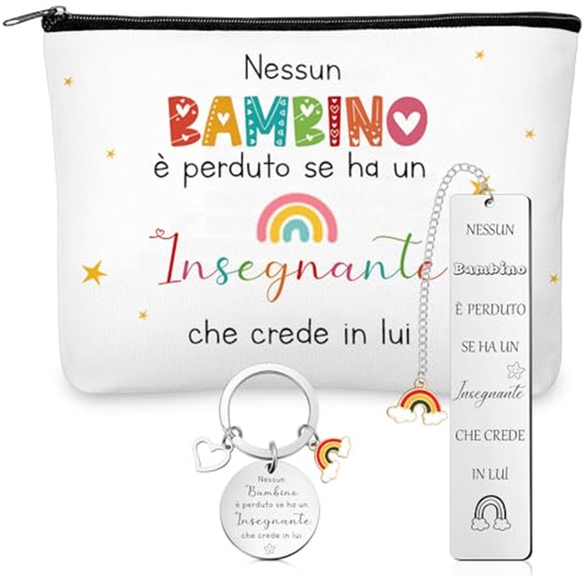 Cadeauset Leraren - Bedankje Opvoeder - Cadeau Geven - Met Gravures - 23x15x5 cm - Multicolor