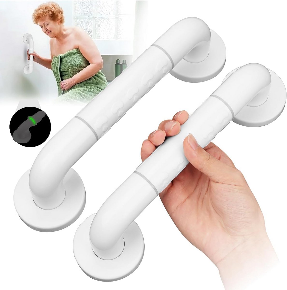 Veiligheidshandgrepen Set - Badkamer Grepen - Veiligheid Thuis - Antislip Ontwerp - 30 cm - Wit