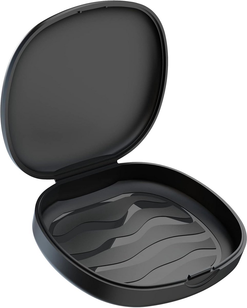 Opberghoes Kunstgebit - Tandhouder Container - Veilige Opslag - Drukknop Sluiting - 9 x 9 x 3 cm - Zwart