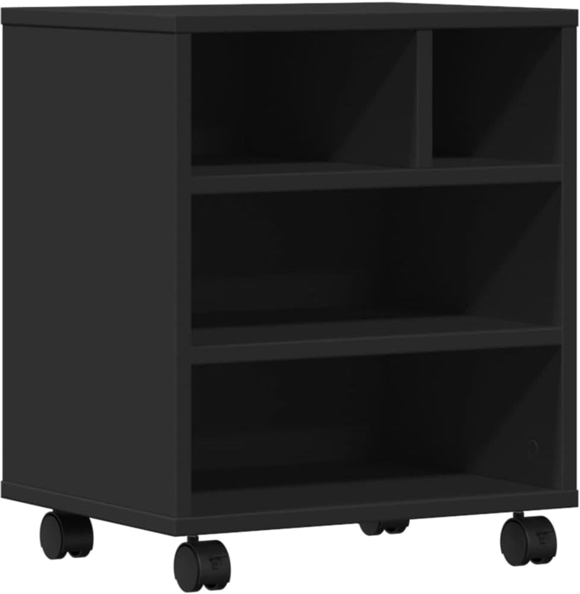 Printerkast met wielen - Bureaukast - Werkplek organiseren - Veelzijdige opbergruimte - 41x32x48 cm - Zwart