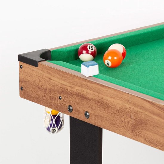 Biljarttafel voor kinderen - Mini pooltafel - Spelplezier thuis - Compleet met accessoires - 121x61x70 cm - Houtkleur — afbeelding 5