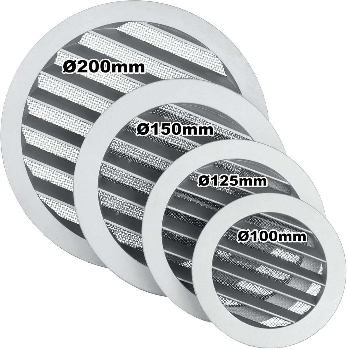 Ventilatierooster Rond - Afzuigkap Rooster - Verse Lucht - Met Insectennet - DN150 - Aluminium