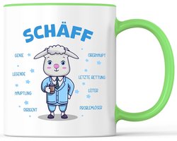 Bedrukte Mok - Koffiebeker Theeglas - Cadeau Idee - Vaatwasmachinebestendig - 330 ml - Wit-groen