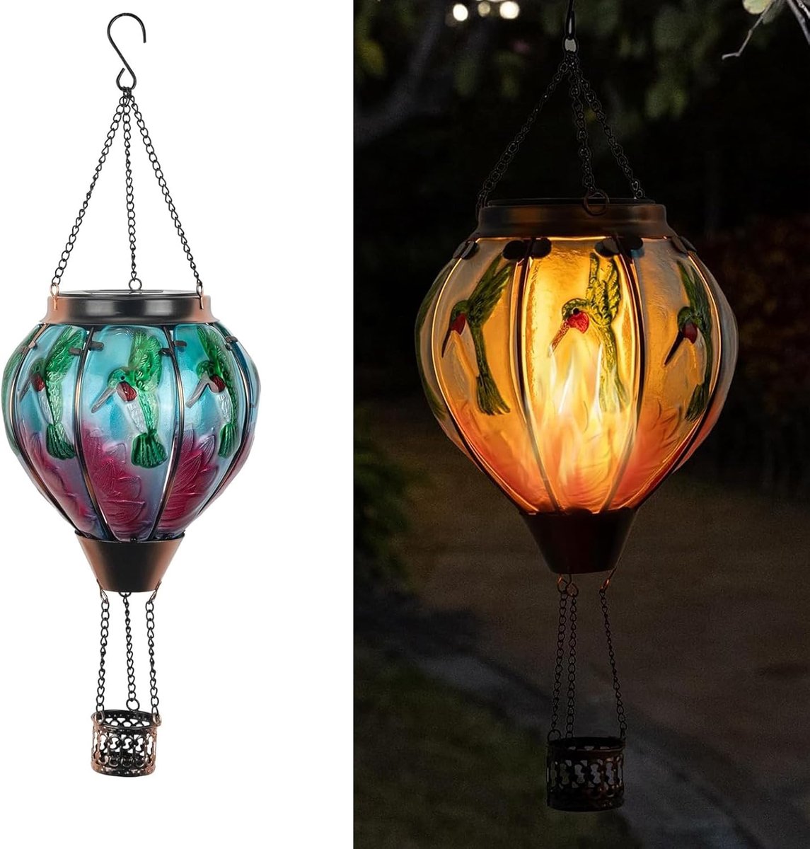 Lantaarn - Decoratieve lamp - Tuinverlichting - Flikkerend vlam effect - 22.86 cm hoog - Gekleurd