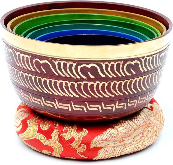 Set van 7 Chakra Klankschalen voor Healing en Meditatie, Handgemaakt in Nepal van Merkloos — afbeelding 2